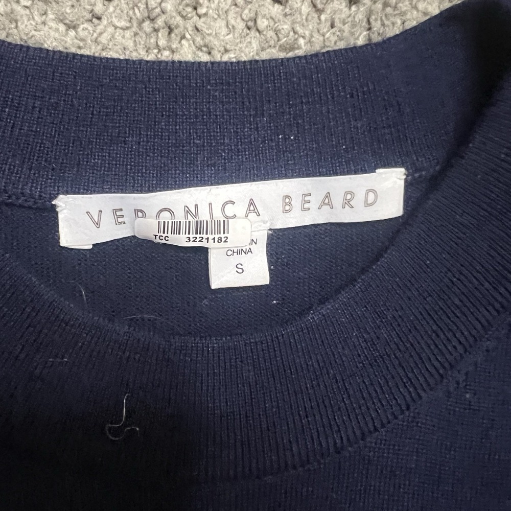 Veronica Beard Roscoe Mixed Media Sweater Womens S Navy Wool Cotton - Picture 3 of 7